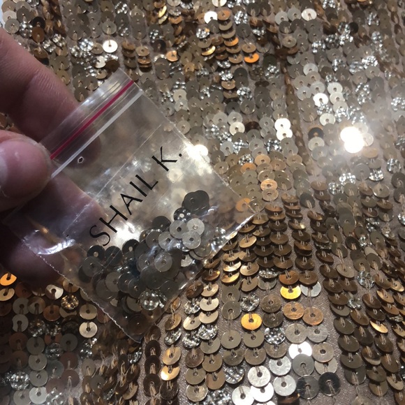 Shail K. Gold sequin maxi dress with slit. - Picture 6 of 6